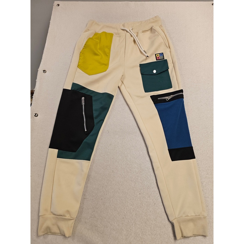 Demolition Colorblock Patchwork Joggers Mens XL Multi Pocket Streetwear Pants‎